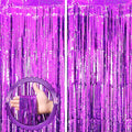 2 Pack Purple Tinsel Foil Fringe Curtains, Metallic Tinsel Party Streamers by Voircoloria