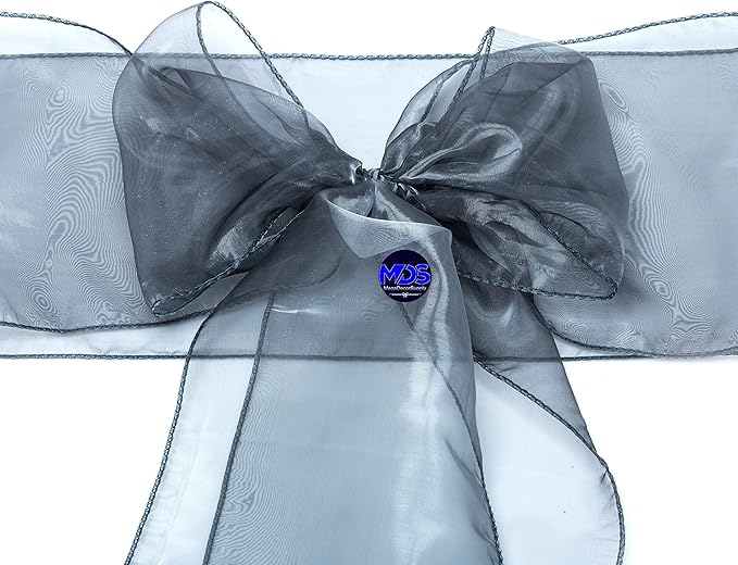 MDS Pack of 150 PCS Organza Chair Sashes Wider Dining Chair Bows Ribbon Tie Back - Image 4