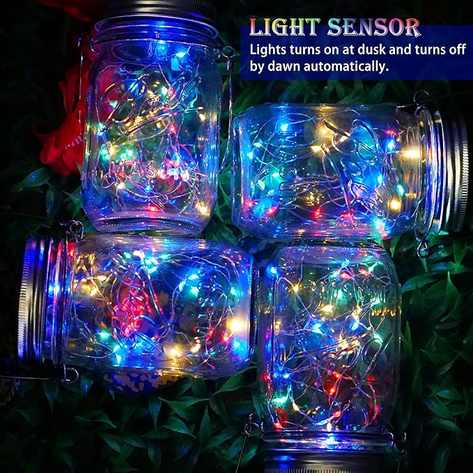 SunKite Solar Mason Jar Lights, 12 Pack 30 LED Waterproof Fairy Firefly Jar - Image 6