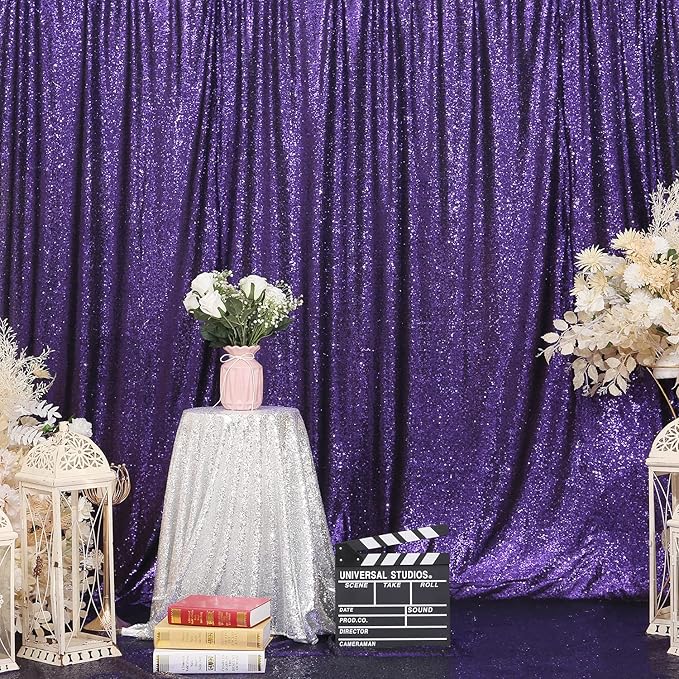 Poise3EHome Purple Sequin Backdrop, 10Ft x 10Ft Glitter Photography Background - Image 4