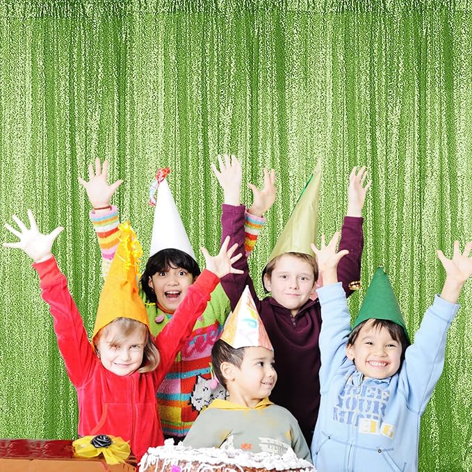 Sugargirl Apple Green Sequin Backdrop Curtain 4 Panels 2FTx8FT Glitter Apple - Image 3