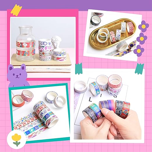 40 Rolls Washi Tape Set - 15 mm Wide Colored Masking Tape - Image 6
