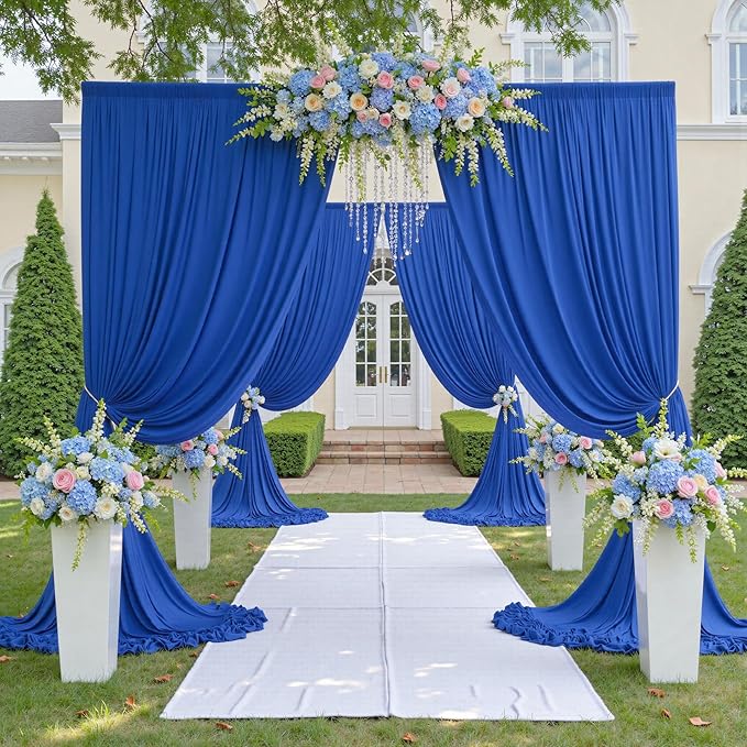 20ftx12ft Wrinkle Free Royal Blue Backdrop Curtain, 4 Panels 12FT Height Royal - Image 8