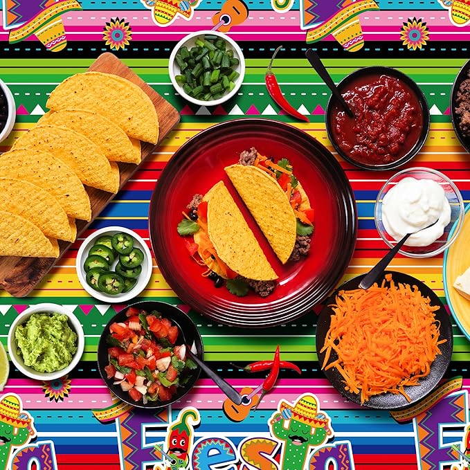 4 PCS Cinco De Mayo Tablecloth, Disposable Mexican Striped Table Covers - Image 5