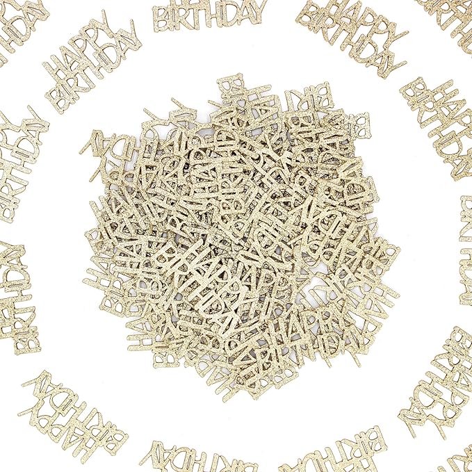 Champagne-Gold Happy Birthday Confetti - Image 7