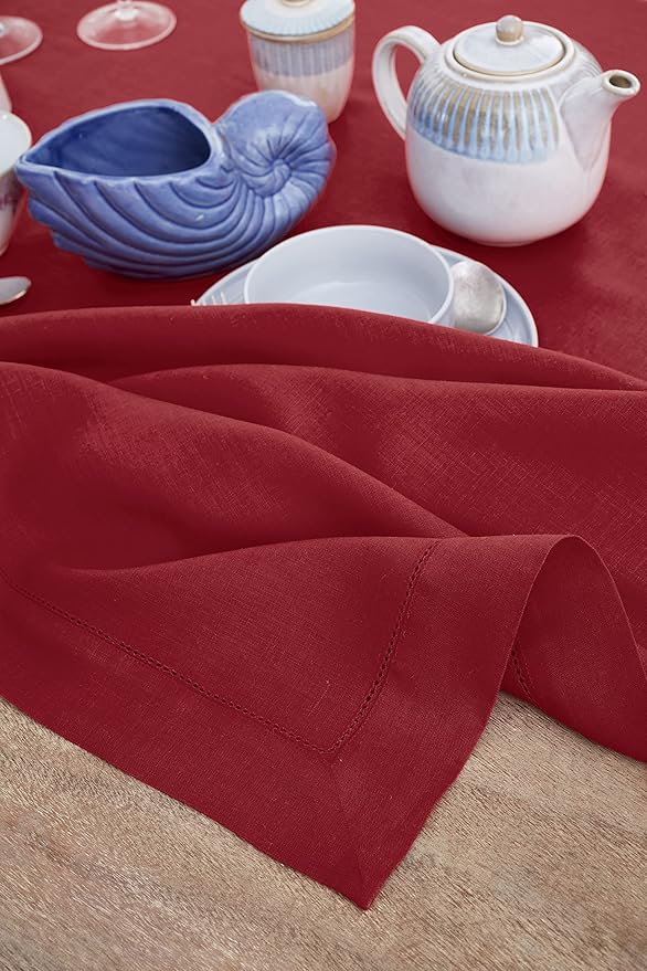 Solino Home Red Linen Tablecloth 60 x 144 Inch - Image 3