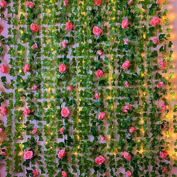 UKELER 2 Pack Artificial Floral Garland Total 14FT Rose Flower Vines Hanging - Image 4
