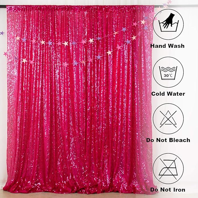 ShinyBeauty 20FTx10FT Hot Pink Sequin Backdrop - Image 5