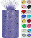 Glitter Tulle Rolls, 6” by 50 Yards Sparkling Tulle Spool Ribbon Sequin Tulle by Miegecha