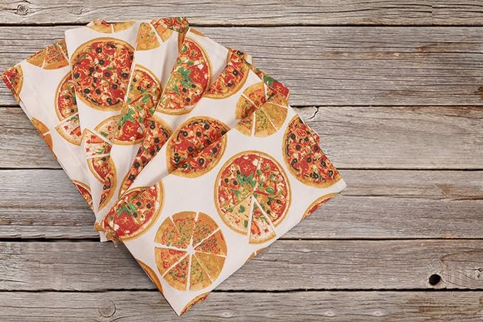 Urban Villa Dinner Napkins Pizza Print Cloth Napkins Oversized 20x20 Inches - Image 5