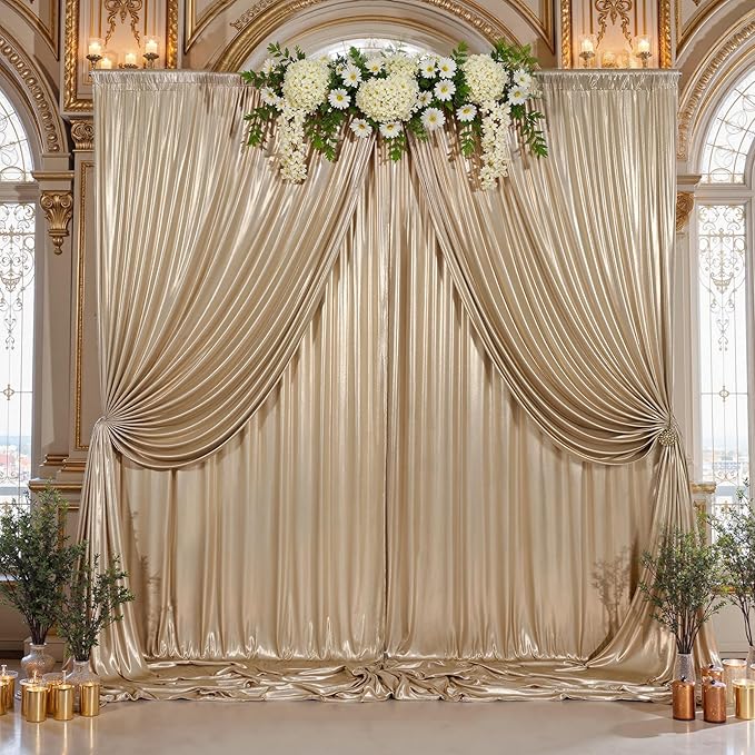 20x10ft Thick Champagne Glitter Backdrop Curtain Panels by Outpain