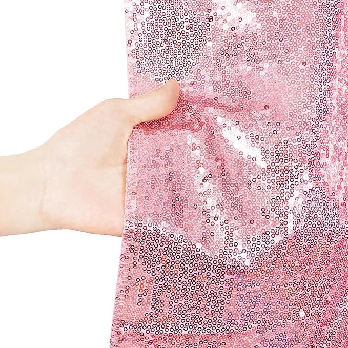 Poise3EHome 6Ft x 8Ft Fuchsia Pink Sequin Backdrop, Glitter Thick Satin Sequin - Image 3