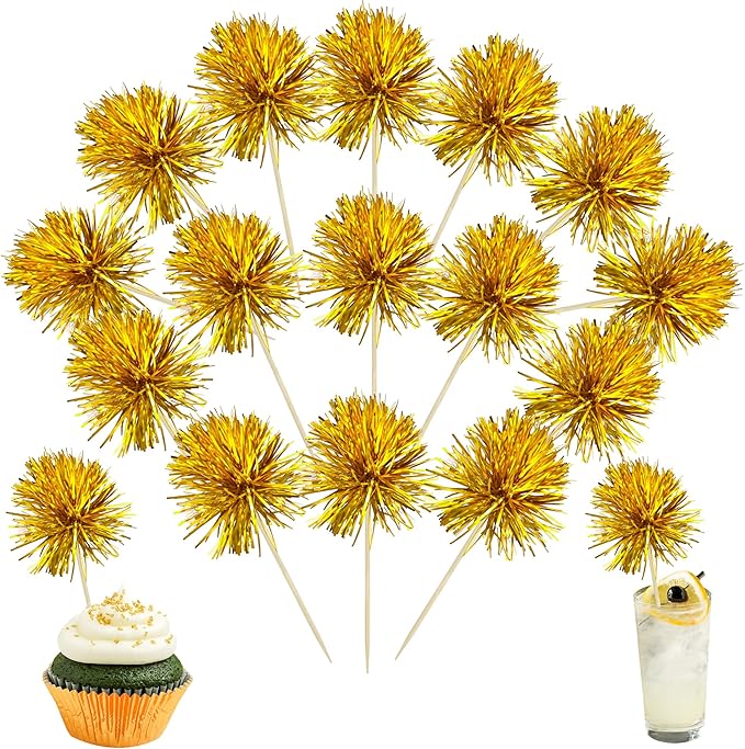 Ephlyn 30Pcs Foil Firework Cupcake Toppers Sparkles Fireworks Sticks Birthday by Ephlyn
