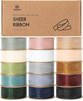 Vitalizart 1" x 150 Yd Organza Ribbon Mixed Color Sheer Ribbons Set 10 Yd x 15 by Vitalizart