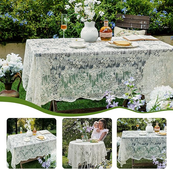 Lace Embroidered Tablecloth. Square Lace Vintage Tablecloth Dustproof Table - Image 3