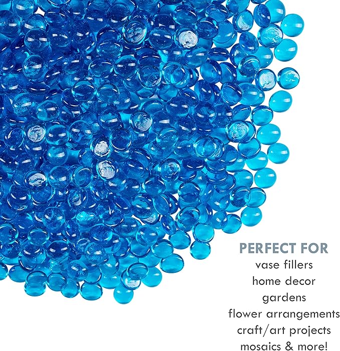 Galashield Flat Glass Marbles for Vases Blue Glass Gems Beads Pebbles Vase - Image 2