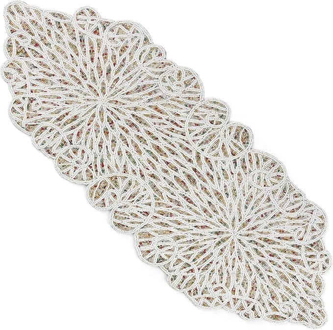 Handmade Beaded Table Runner, 13x36 Inches Lightweight Decorative Table Runner by CLEENTABLE