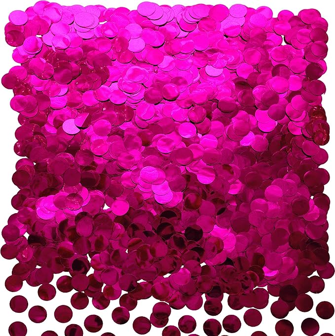 Hot Pink Foil Metallic Round Table Decor by AWESON+PARTY