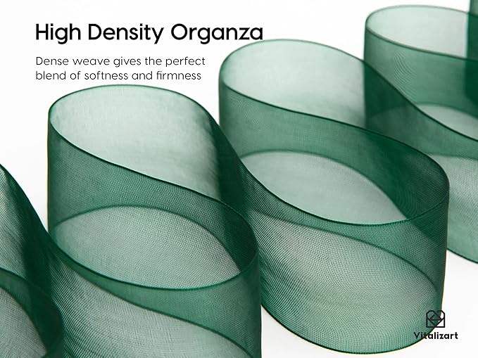 Vitalizart 1.5" x 45 Yards Organza Ribbon Set 9 Rolls x 5 Yd Sheer Ribbon - Image 3