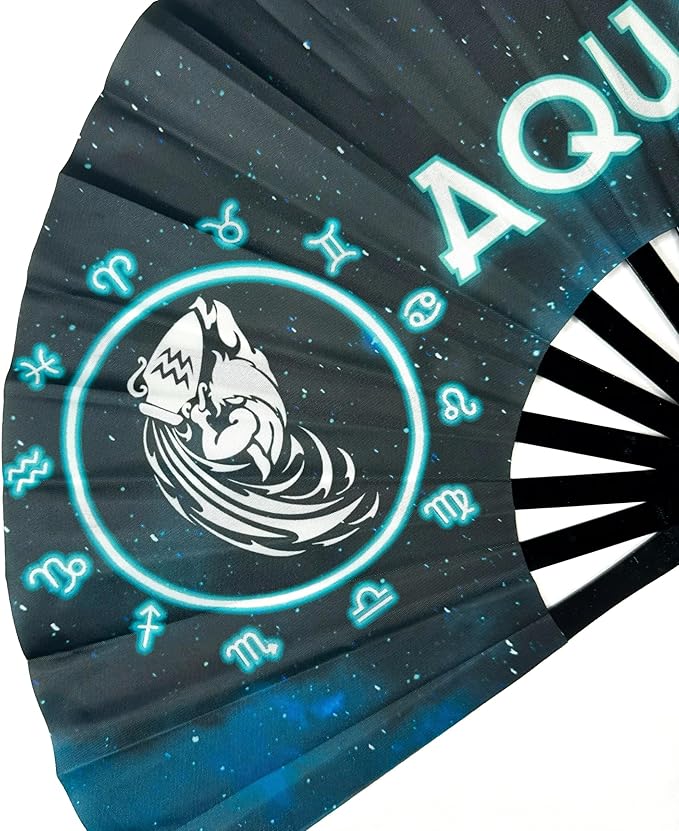 DeFlare | Cosmic Zodiac Rave Fan | Zodiac Sign Hand Fan | Astrology Rave Fan | - Image 2