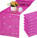 Durony 6 Pack Disco Table Runner 11 x 108 Inch Mirror Hot Pink Glitter Foil by durony