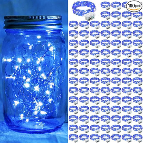 100 Pack Blue Fairy Lights 7Ft 20 LED Twinkle String Lights 3 Modes Battery by chzk