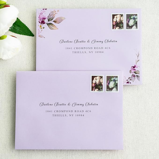 PONATIA 50 Pieces 5x7 Envelopes, Lilac A7 Envelopes Self Seal - Image 6