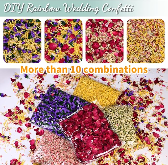 40+ Cups 9.3oz Real Biodegradable Flower Petal Wedding Confetti, 5 QT 5 Kinds - Image 6