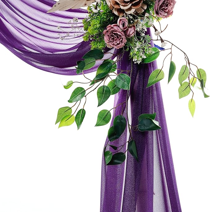 VDS Pack of 1 Panel Wedding Arch Draping Fabric Sheer Chiffon Fabric Drapery - Image 3