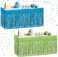 2 Pack Lake Blue Lime Green Table Skirts, 29x108" Metallic Foil Tinsel Fringe by Unknown