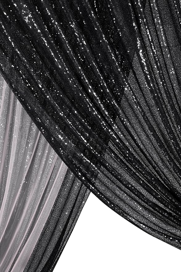Black Backdrop for Halloween Decorations: Sequin Photo Curtains 10ft x 10ft - Image 7