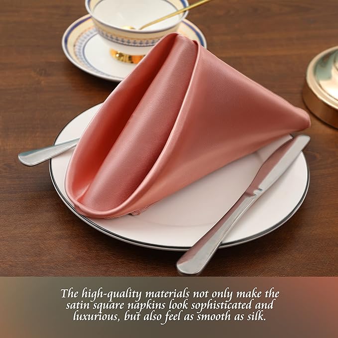 Manyshofu 60 Pieces Rose Gold Satin Napkins - Image 2
