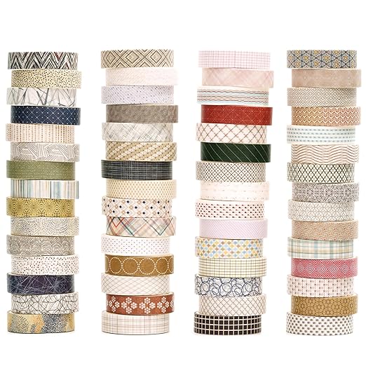 YUBBAEX 60 Rolls Value Washi Tape Pack Retro Arts Masking Tape Basic Patterns by YUBBAEXWashiTapes-MyBulletJournalFriends