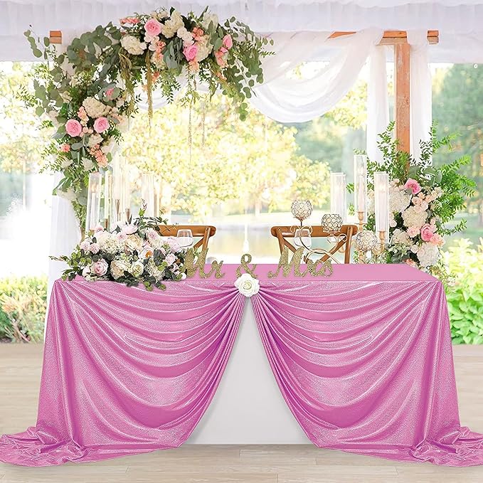 Fitable 2 Pack Pink Sequin Tablecloth - Image 2