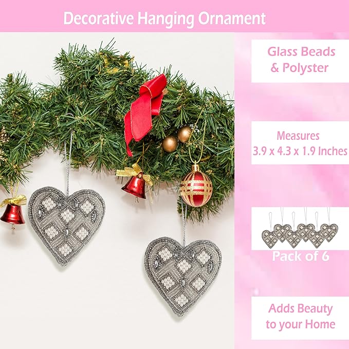 Beaded Heart Hanging Ornaments - Image 3