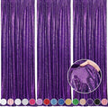 Purple Backdrop Curtins Sequin Fabric 3 Panels Background Drapes 2FT x 8FT by QueenDream