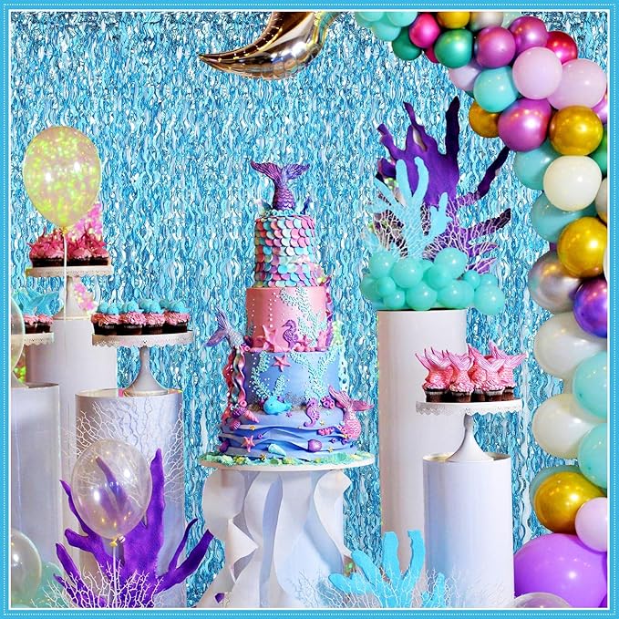 Jutom 6 Pieces 3.3 x 6.6 ft Wavy Tinsel Foil Fringe Curtains Foil Fringe - Image 5