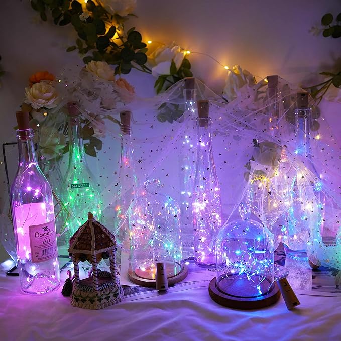 20 LED Wine Bottle Lights with Cork, 15 Pack Battery Operated Cork Shape Fairy - Image 2