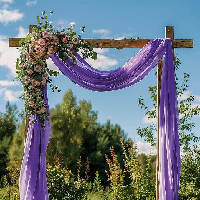 Wedding Arch Draping Fabric 1 Panel 28.7" x 20FT Lavender Purple Sheer Chiffon - Image 5