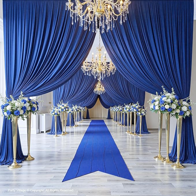 PartyVillage 50ft×15ft Royal Blue Backdrop Curtain - Image 3