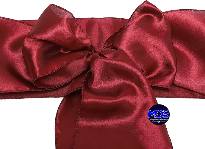 MDS Pack of 150 PCS Satin Chair Sashes Charmeuse Sateen Dining Chair Bows - Image 3