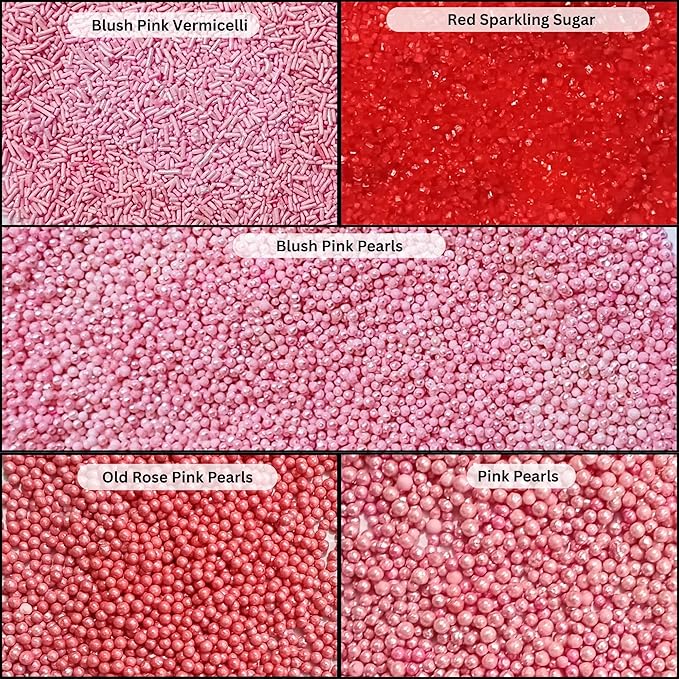 Confect Sprinkles for Cakes & Cupcakes Decoration Assorted pack of 5 ​​​Pink - Image 2
