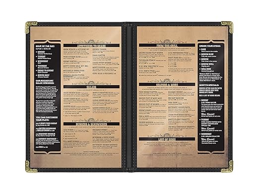 Goodsmart Restaurant Menu Covers – 25 Pack Black 4-View, Side-Loading Menu - Image 3