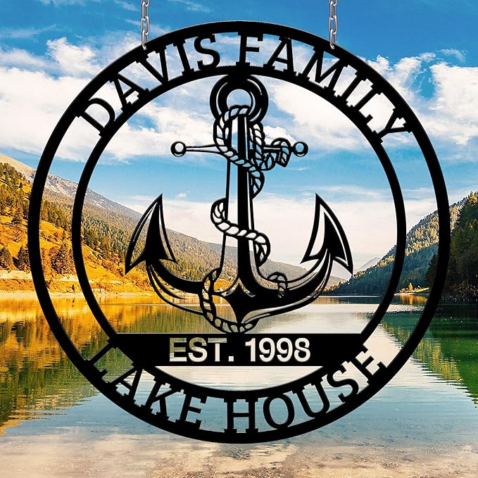 Personalized Metal Anchor Sign, Custom Family Last Name Sign, Nautical Outdoor by BMYDIY