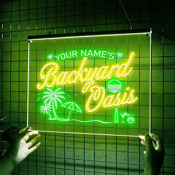 Personalized Backyard Oasis Neon Sign, Custom Tropical LED Wall Light - Image 2