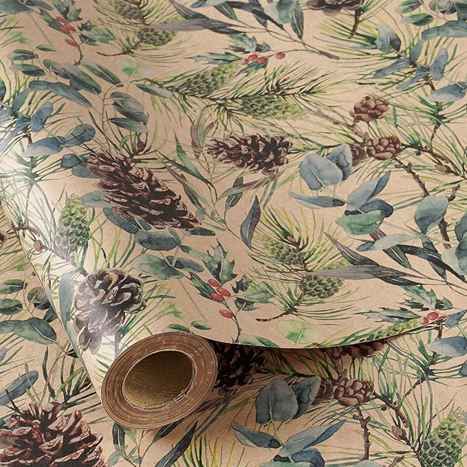 RUSPEPA 30" X 100' Kraft Christmas Wrapping Large Paper Roll, Jumbo Roll by RUSPEPA
