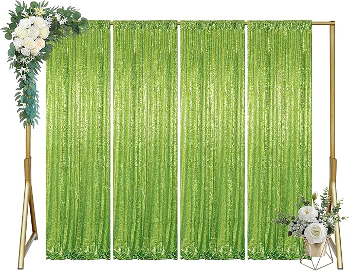 ShinyBeauty Olive Green Sequin Backdrop 4x10FT – Sparkly Photo Booth Background by ShinyBeauty