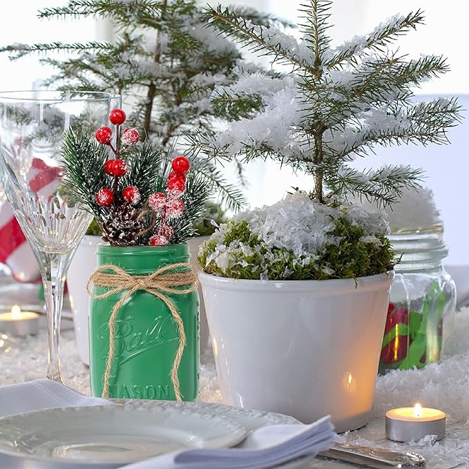 CNVOILA Christmas Centerpiece 3PC Set: Mason Jars, Table Decorations, Home & - Image 5