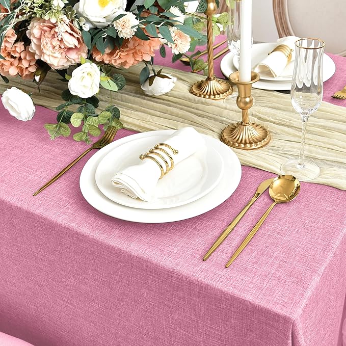 Fitable Faux Linen Tablecloths for Rectangle Tables: Water & Stain Resistant - Image 3