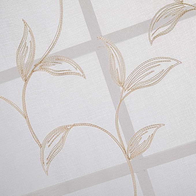 VISIONTEX Sheer Curtains 120 inch Length 2 Panels Set, Rod Pocket Embroidered - Image 5